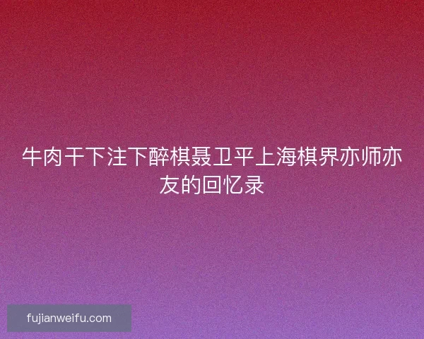 牛肉干下注下醉棋聂卫平上海棋界亦师亦友的回忆录